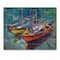 Designart - Three Boats In The Harbor - Nautical & Coastal Print on Natural Pine Wood